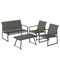 Grey Metal Fabric 4-Piece Outdoor Patio Set Loveseat Chairs with Glass Table